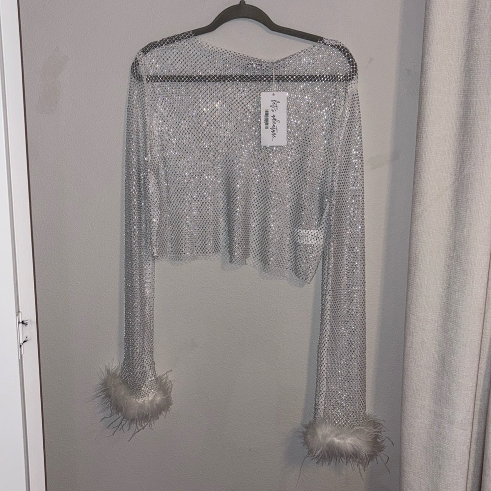 12th Tribe Silver Crop Top Shimmering Style